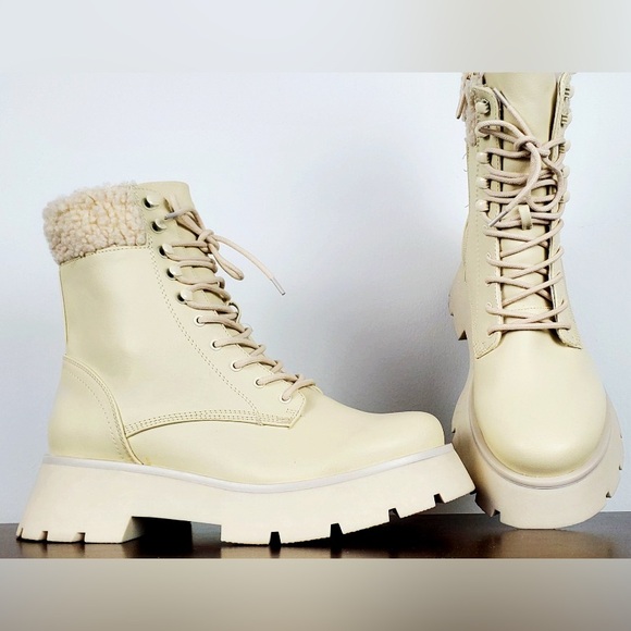 Circus by Sam Edelman Women's Larsa Ivory Cream Combat Boot Saks Fifth Ave NWT - Picture 12 of 16